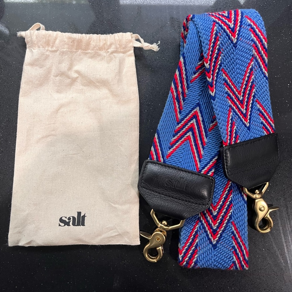 Salt Blue and Red handbag strap